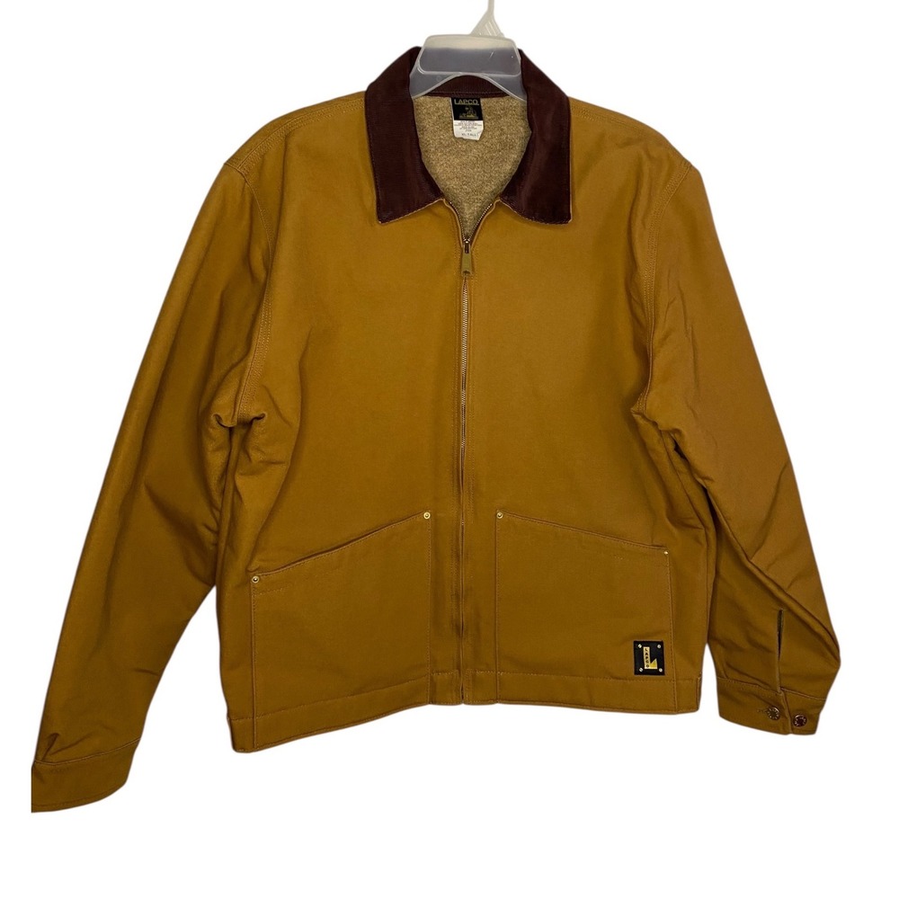 LAPCO Mens Duck Canvas Work Jacket Tan Brown Blanket Lined XL Tall USA Made